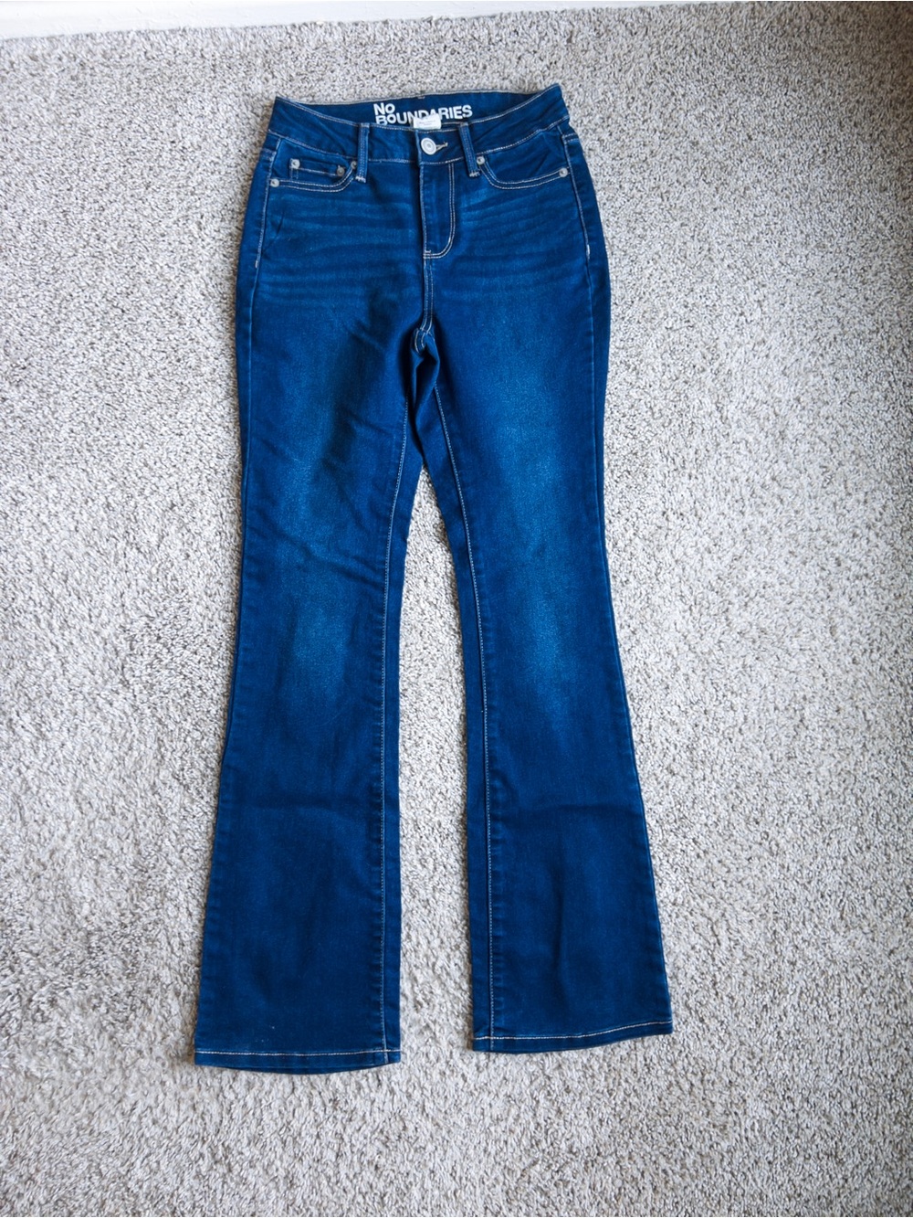 No Boundaries Women's Dark Blue Flare Jeans - Classic Five-Pocket